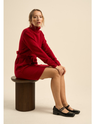 Robe en maille à col roulé