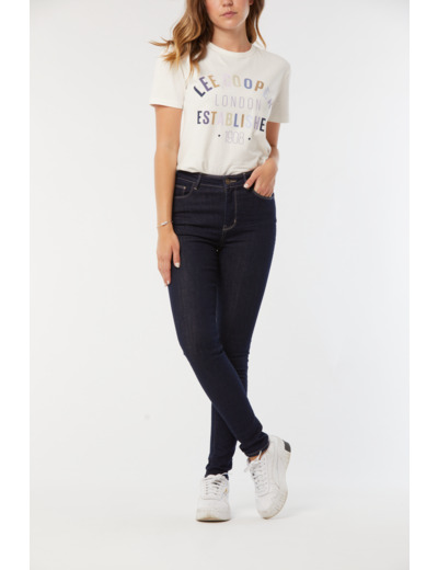 Denim slim fit, jambes ajustées, taille medium haut