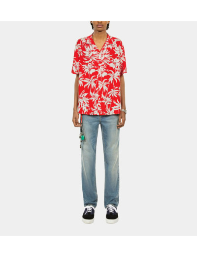 Chemise Imprimée Manches Courtes red / white