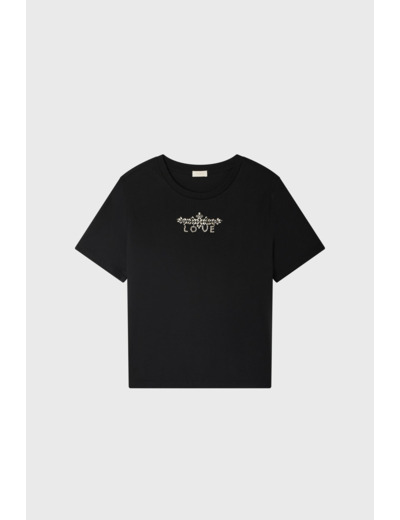 T-shirt col rond et strass - MAESSY