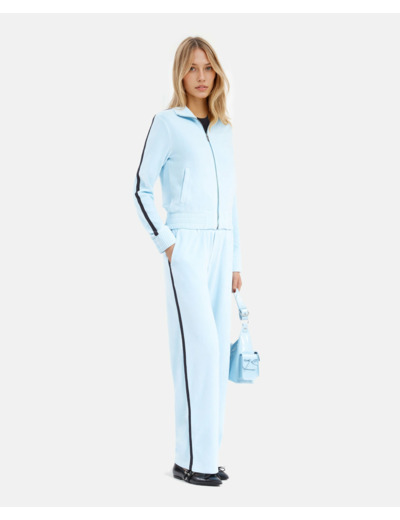 Jogging velours strass baby blue