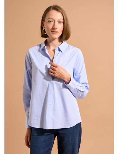 Chemise cintrée en coton rayé avec broderie étoile