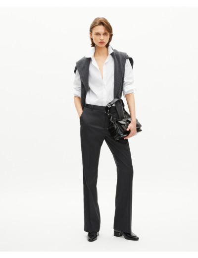 Pantalon droit en laine gris foncé anthracite