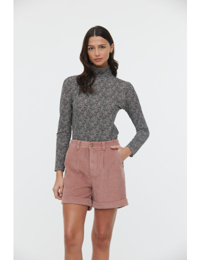 Short en velours grosses côtes, plis devant