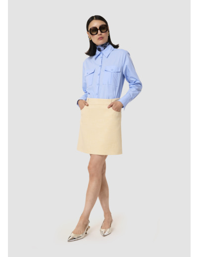 Jupe tailleur Janice jaune en tissu flammé