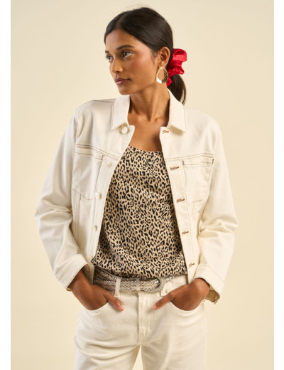 Veste en jean à surpiqûres