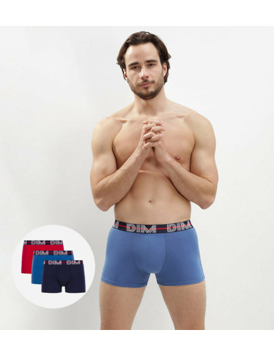 Lot de 3 boxers rouge, bleu nuit et bleu clair - Dim Powerful