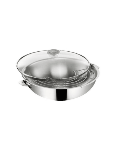 Wok inox salvaspazio avec grill et couvercle 30 cm