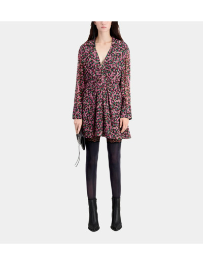 Robe Courte Imprimée Avec Drapé multicolor