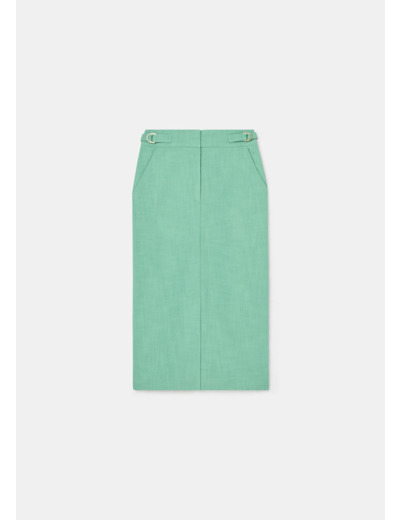 Jupe Justina verte en tissu flammé