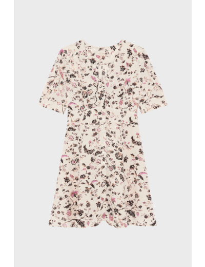 Robe cintrée en satin à fleurs - PECA