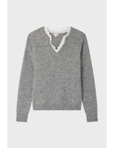 Pull mohair à col dentelle - JULETTE