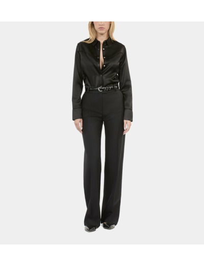 Chemise satinée style western noire black