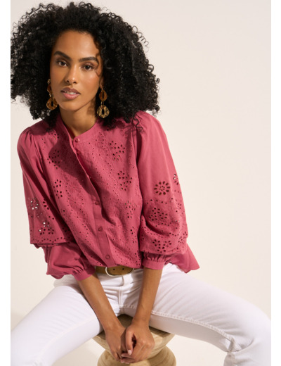 Chemisier en voile de coton et broderie anglaise