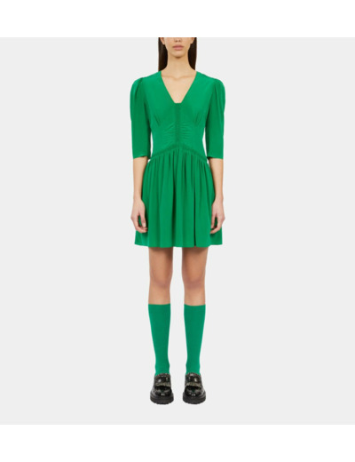 Robe Courte Verte Avec Fronces green