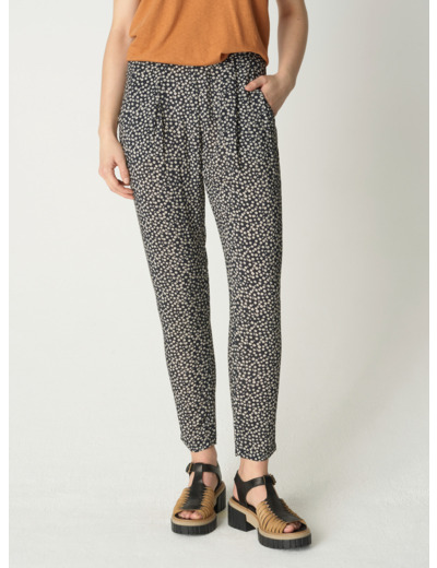 Pantalon isa fleurettes noires