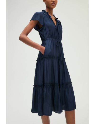 Robe longue cintrée satinée - PRUDENCIA