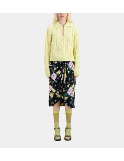 Pull Col Vareuse A Torsades yellow