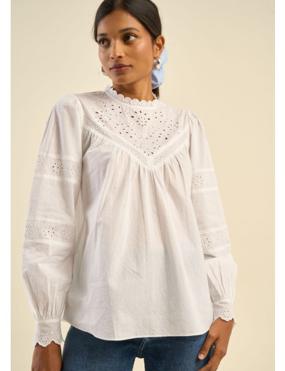 Blouse en voile de coton avec broderies anglaises