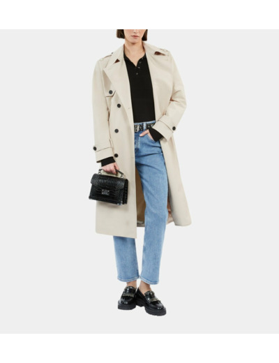 Trench Coat Droit Long beige