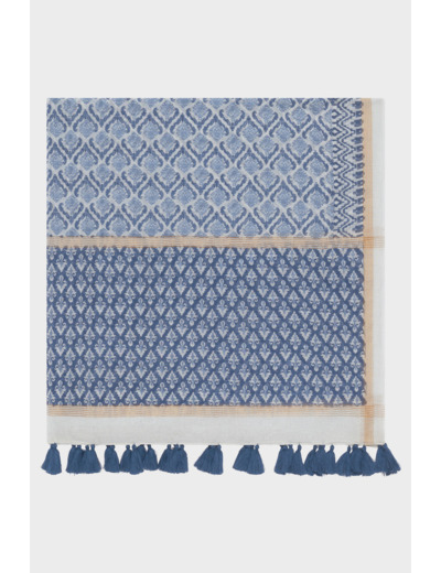 Foulard à pompons en coton et soie - ODIVA