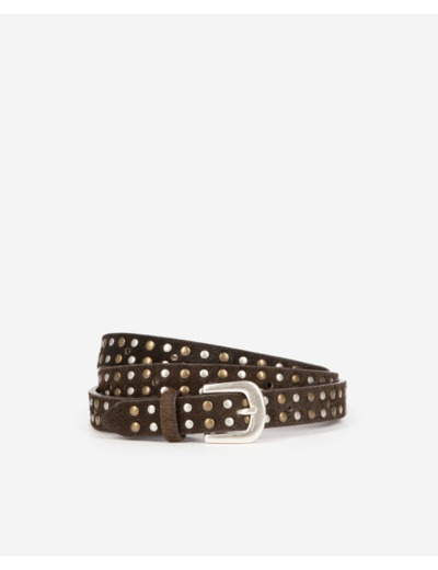 Ceinture en cuir avec studs brown