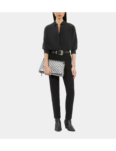 Pantalon Droit Detail Bande Cote black