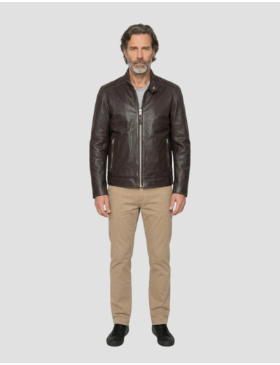 Blouson motard, cuir d'agneau