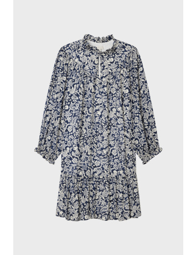 Robe courte à imprimé floral et col montant - ROMEE