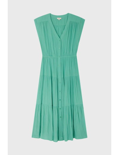 Robe longue unie à boutons - EMANE
