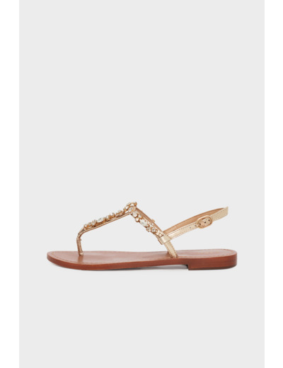 Sandales plates en cuir et strass - LOUKA