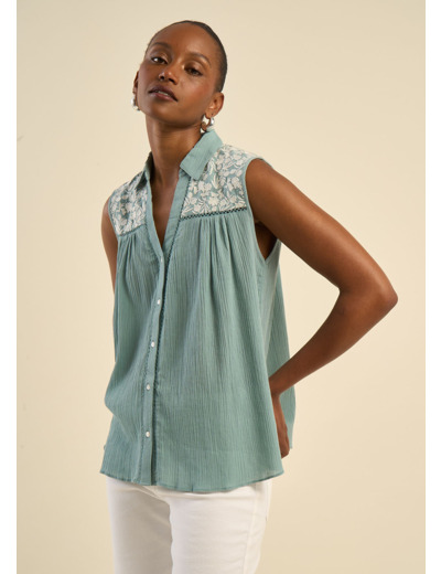 Chemiser sans manches brodé