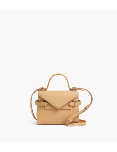 Petit sac à main double rabat Emilie en cuir grainé