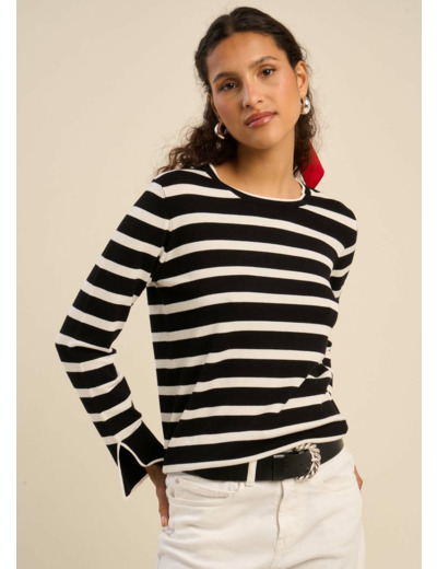 Marinière col rond détail poignet fendu