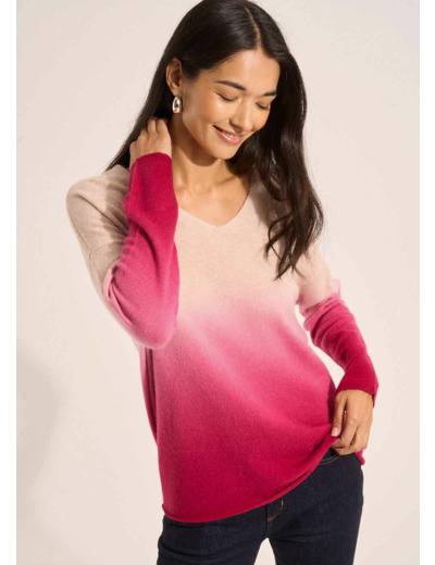 Pull cachemire dégradé encolure V