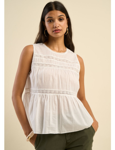 Top sans manches brodé