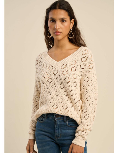 Pull ajouré col V