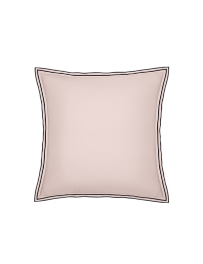 TAIE D'OREILLER | Pure White Percale Lavée - Pink  - Finition Black
