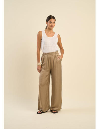 Pantalon large en satin