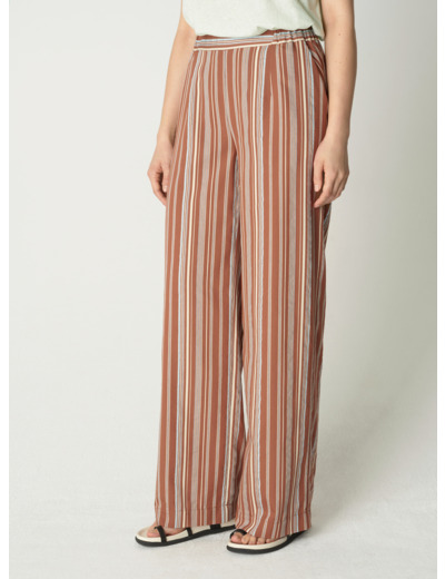 Pantalon hilda rayures marron