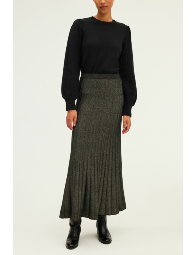 Jupe midi à côtes et lurex - CLAIRETTE