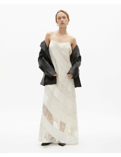 Robe longue diagonale ecru