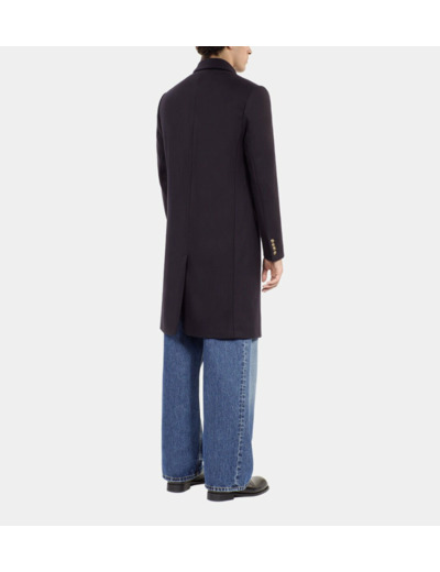 Manteau Long En Laine Mélangée Bleu Marine navy