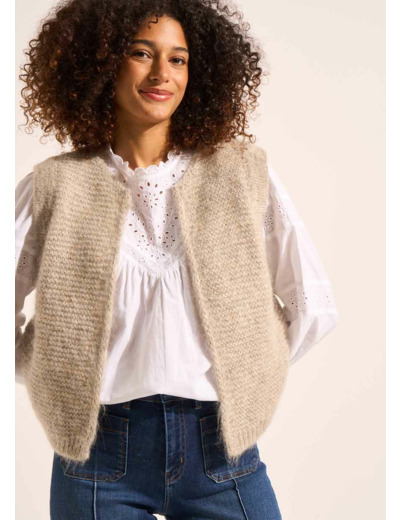 Gilet court sans manches en mohair