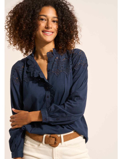 Top en jersey détails brodés