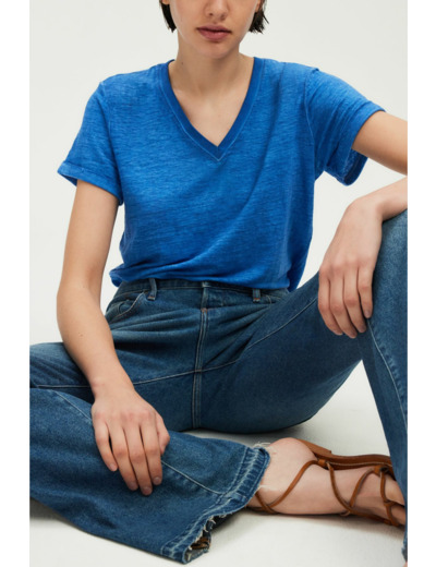 T-shirt V en lin cool and dye - GERMAINE