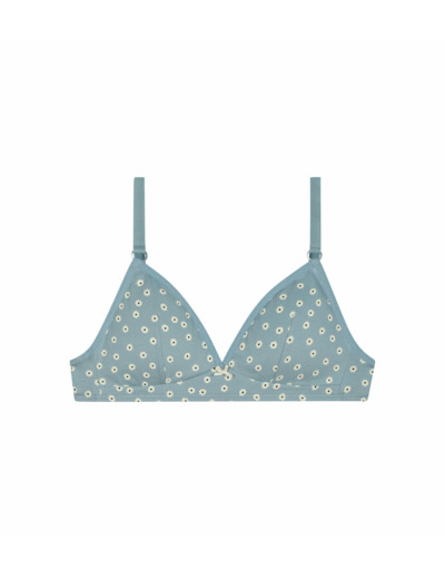 Soutien-gorge triangle fille motifs Fleurs Crème Les Pockets