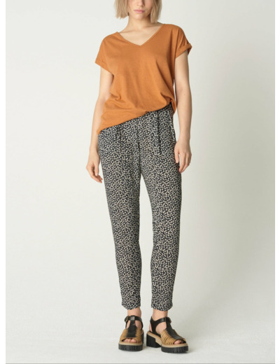 Pantalon isa fleurettes noires