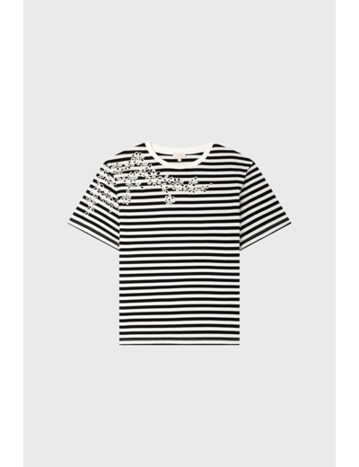 T-shirt rayé à broderies - MELORA