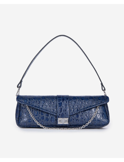 Sac en cuir croco blue